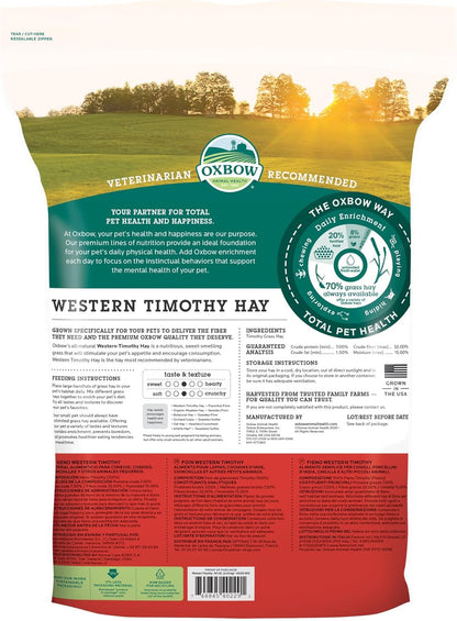 Animal Health Western Timothy Hay - All Natural Hay for Rabbits, Guinea Pigs, Chinchillas, Hamsters & Gerbils -Veterinarian Recommended- Grown in the USA-90 Oz.